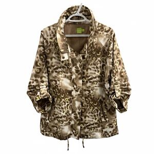 🆕 Adam Jacobs |  Relaxed Fit Green and Brown Animal Print Casual Jacket …